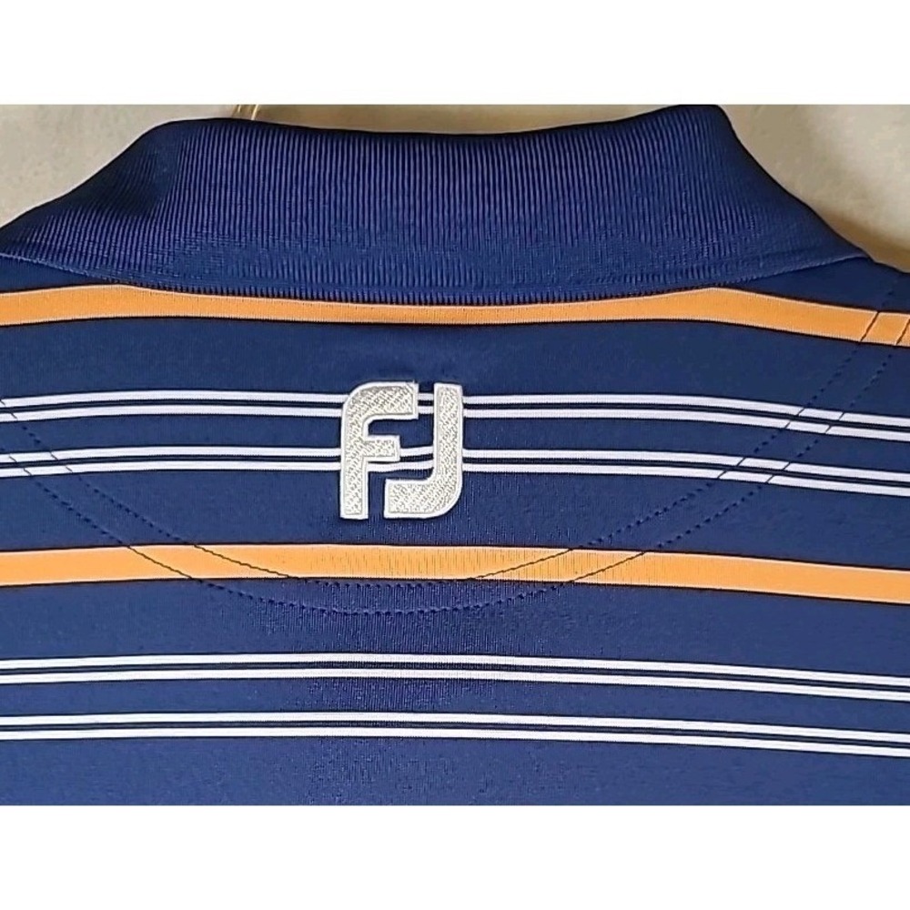 FootJoy FJ Golf Polo Shirt Men's XL Blue & Orange‎ Striped Short Sleeve
